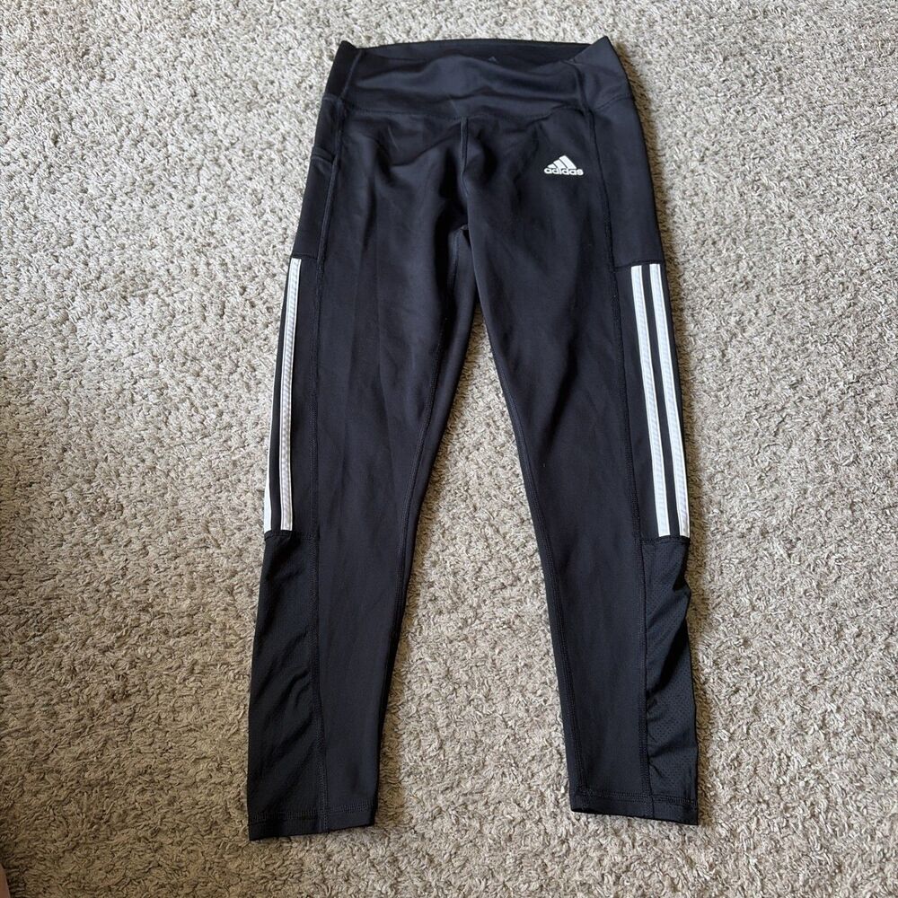 Adidas AEROREADY Primegreen Womens M Black Leggings 3 Stripe Side Pocket